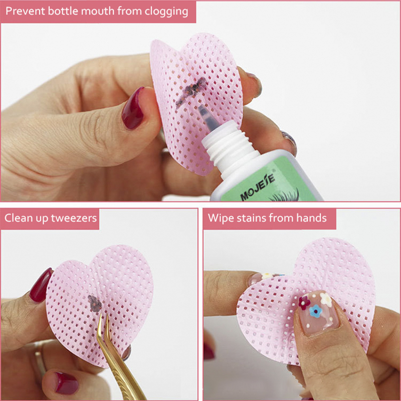 Toallitas de pegamento para pestañas sin pelusa, eliminador de esmalte de Gel de papel, limpieza del mes de la botella de pegamento, almohadillas de algodón, herramientas de limpieza de belleza, 200 Uds.