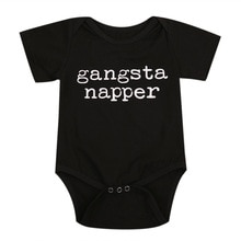 Gangsta Napper Katoen Baby Baby Boy Romper Zwarte Korte Mouw Jumpsuit Kleding Outfits Sunsuit Ondersteuning