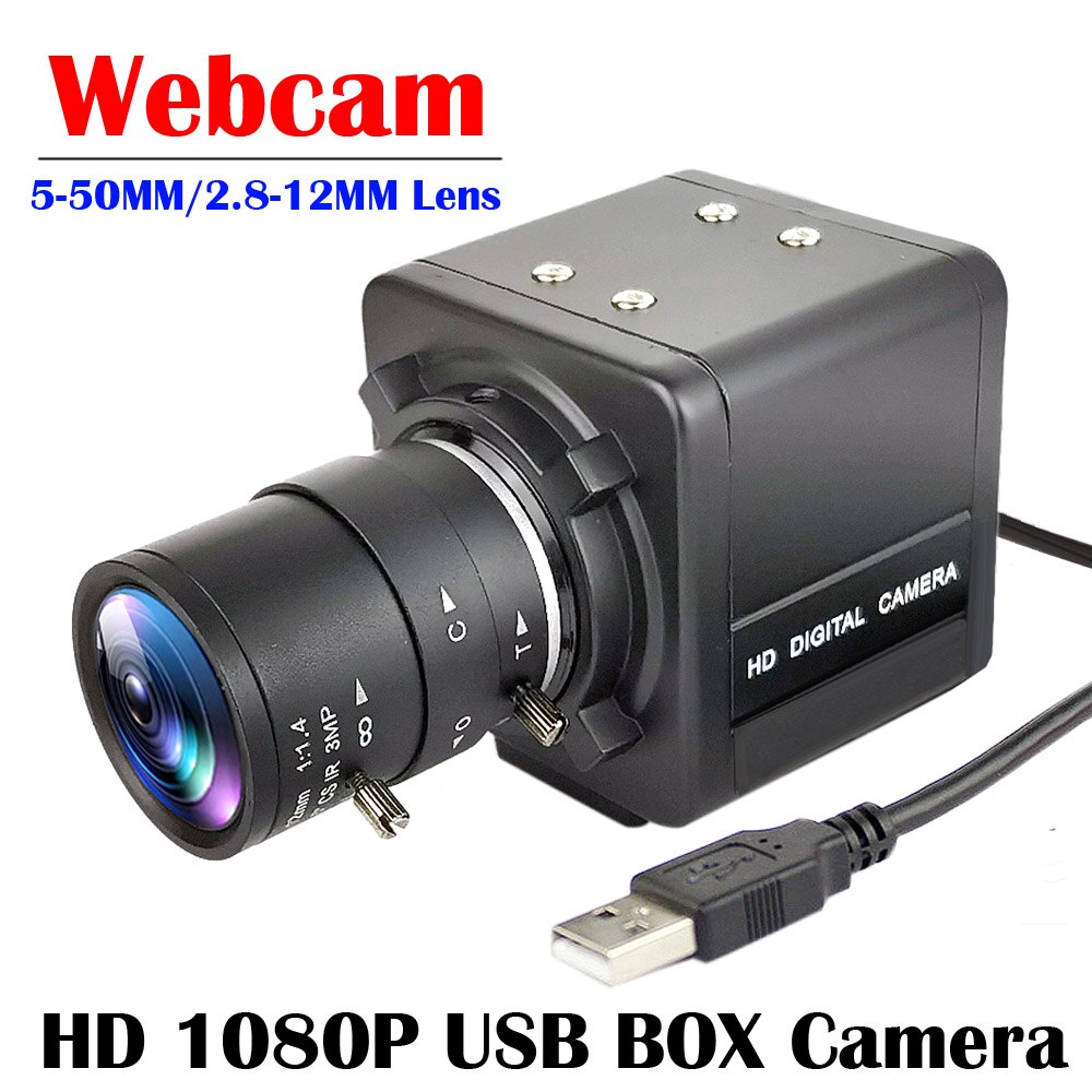 Full HD 1080P PC Webcam 5-50mm 2.8-12mm Manual Zoom Varifocal CS Lens USB Camera for PC Computer Laptop