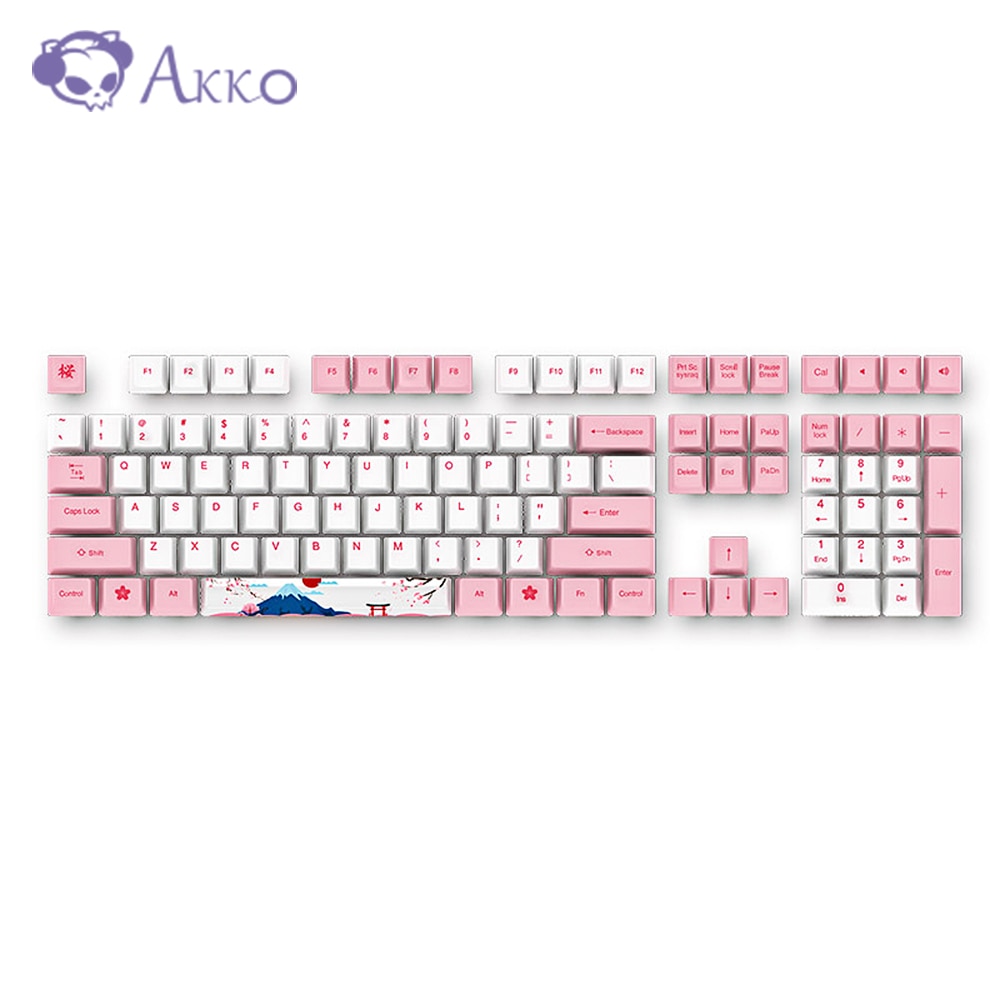 AKKO Cherry PBT 114 Key Cherry Dye-Subbed PBT Keycap Set World Tour Series Tokyo Theme Pink Girl For Gaming Mechanical Keyboard