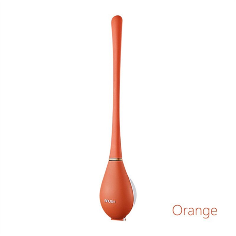 Escobilla de silicona con cabezal Flexible para el baño, cepillo de limpieza con apertura automática y cierre, sin esquina muerta, soporte colgante: Orange