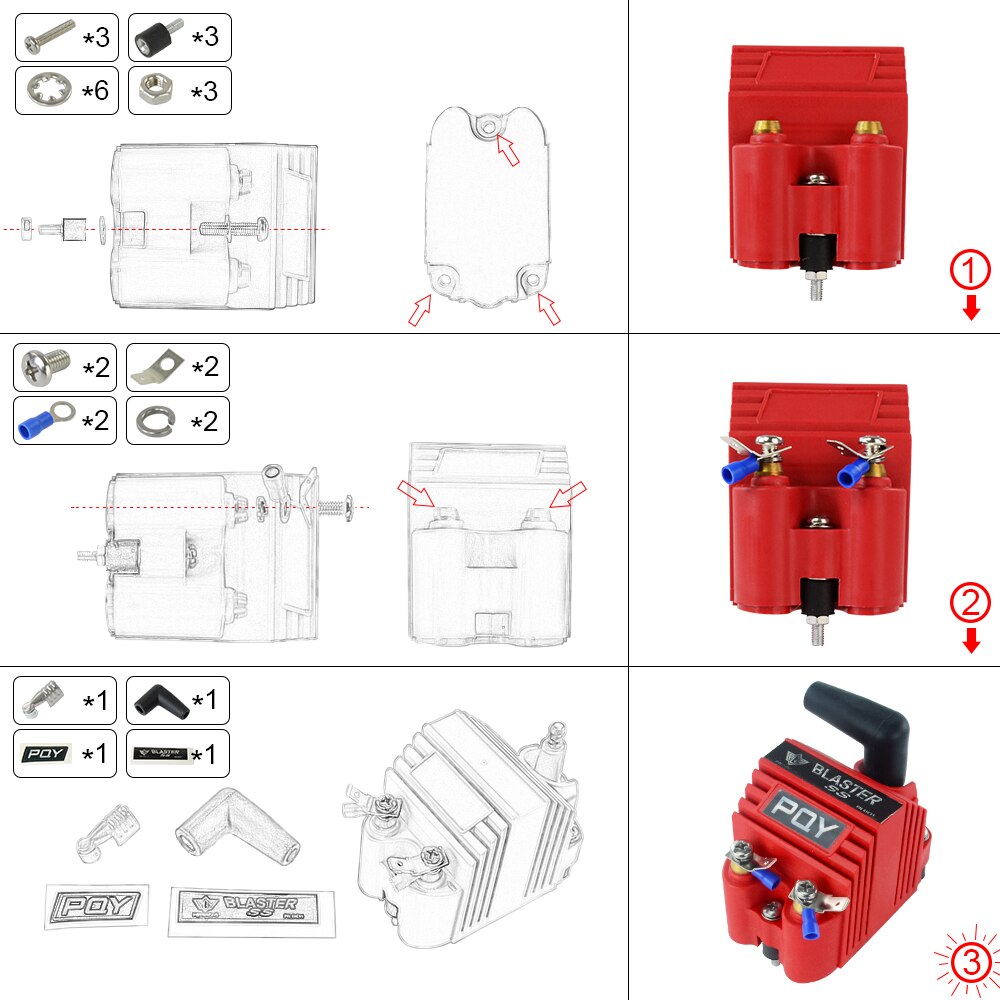 LZONE - Universal Blaster Ss 12V High Output External Male E-Core Ignition Coil With Kits Adaptor JR-EIC00-K