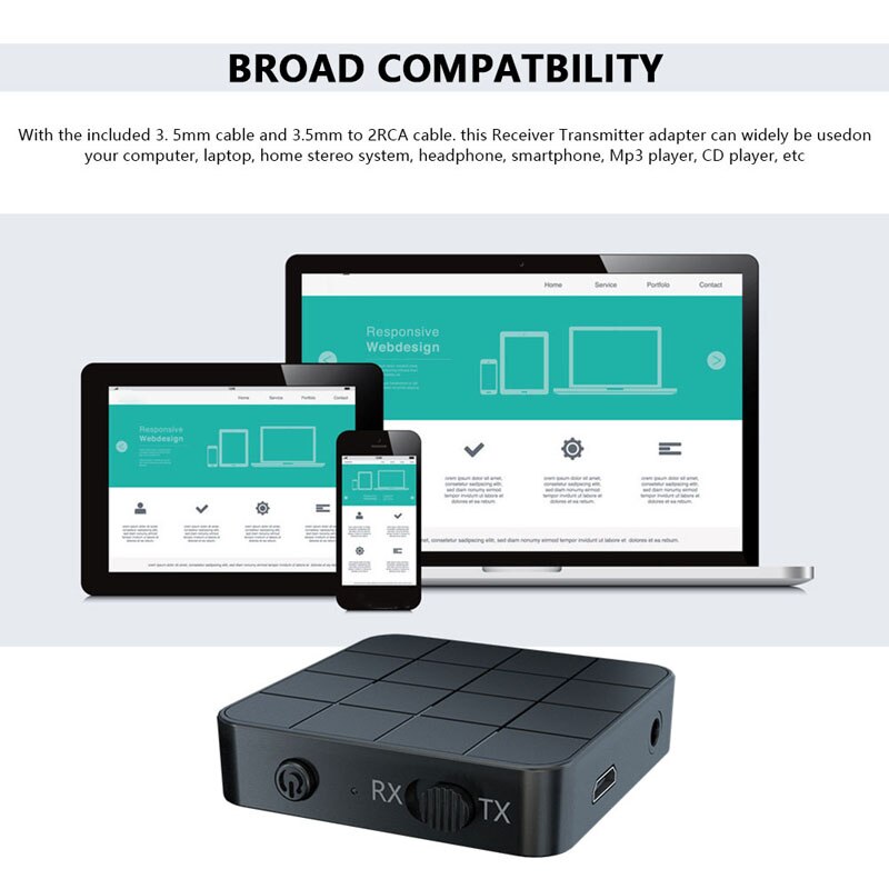 2 IN 1 Bluetooth 5.0 Audio Receiver Transmitter For TV PC Car Speakers 3.5mm AUX Jack USB Stereo Wireless Adapter For Headphone