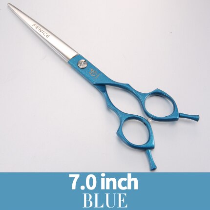 Fenice 6.5/7.0 inch Pet Grooming Scissors Colorful Dogs Straight Cutting Shears JP440C Stainless Steel: blue 7.0