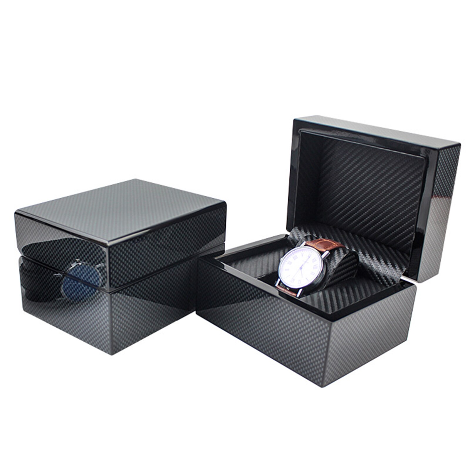 Carbon Fiber Single Slot Horloge Box Organizer Heren Horloge Opbergdoos Horloge Vitrine Voor Thuis, Winkels, Winkel