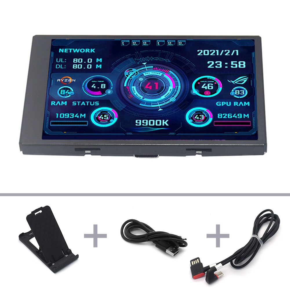 Neueste 3,5 Zoll IPS Typ-C Sekundären Bildschirm Computer CPU GPU RAM HDD Monitor mit Halterung USB Anzeige AIDA64 für Mini ITX fallen: mit Ellbogen Daten Taxi