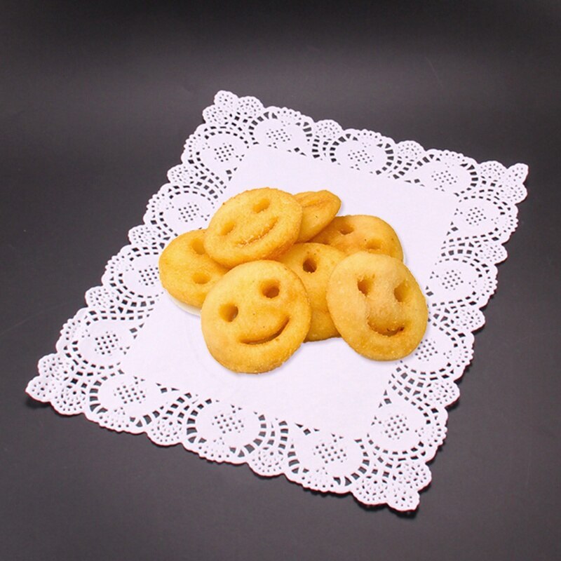 Mantel Individual de papel blanco, tapete de encaje a prueba de aceite para hornear pasteles, salvamanteles de papel, almohadilla no tóxica para decoración de pasteles, accesorios de mesa, 16 Uds.