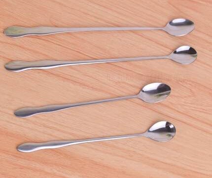 Juego de barra de acero inoxidable, cuchara de café de mango largo, cucharas de barra larga de metal