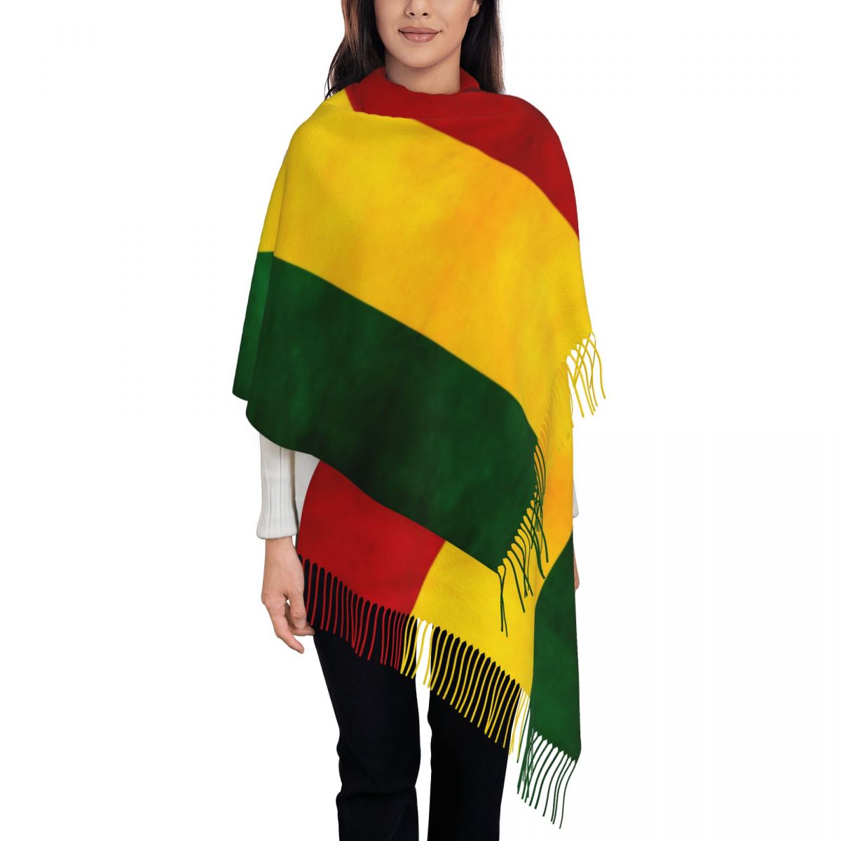 Bufandas personalizadas con bandera de Jamaica y León Rasta grande para mujer, chal suave y cálido con borlas para invierno y otoño, bufanda Reggae jamaicana: Gris oscuro