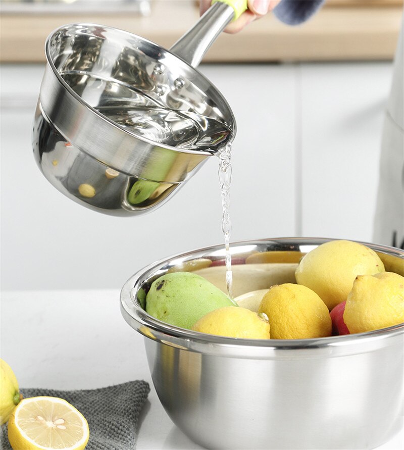 Stainless Steel Water Scoop spoon plastic Long Handle Spoon Colher Tableware Kitchenware Water Ladle Bailer Kitchen Cooking Tool