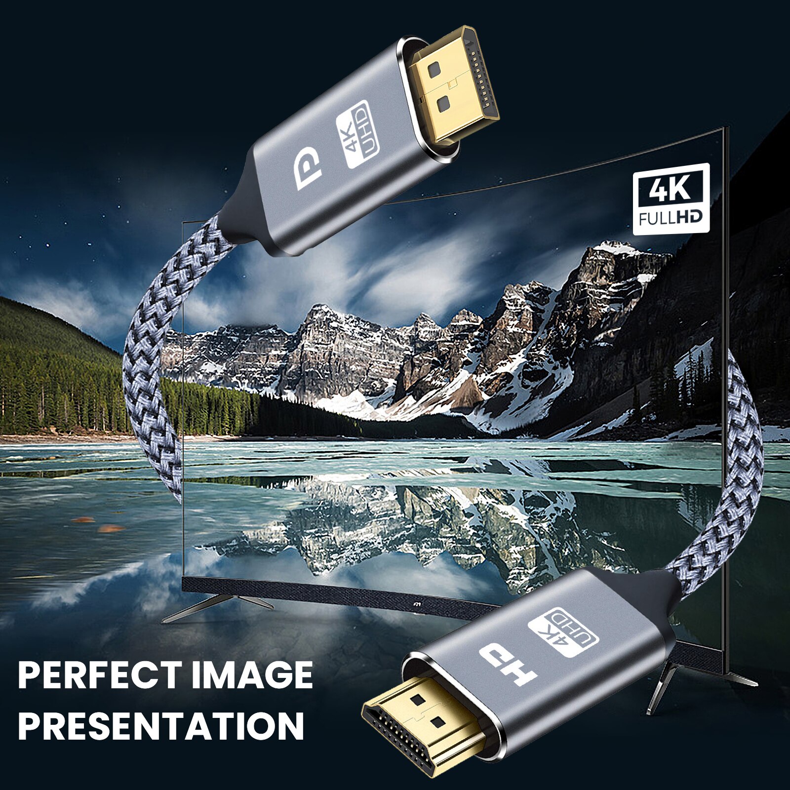 Cable Compatible con DisplayPort a HDMI, 4K, 30Hz, DP a HD, puerto de pantalla, vídeo, Audio para PC, proyector HDTV, 3 pies, 6 pies, 10 pies