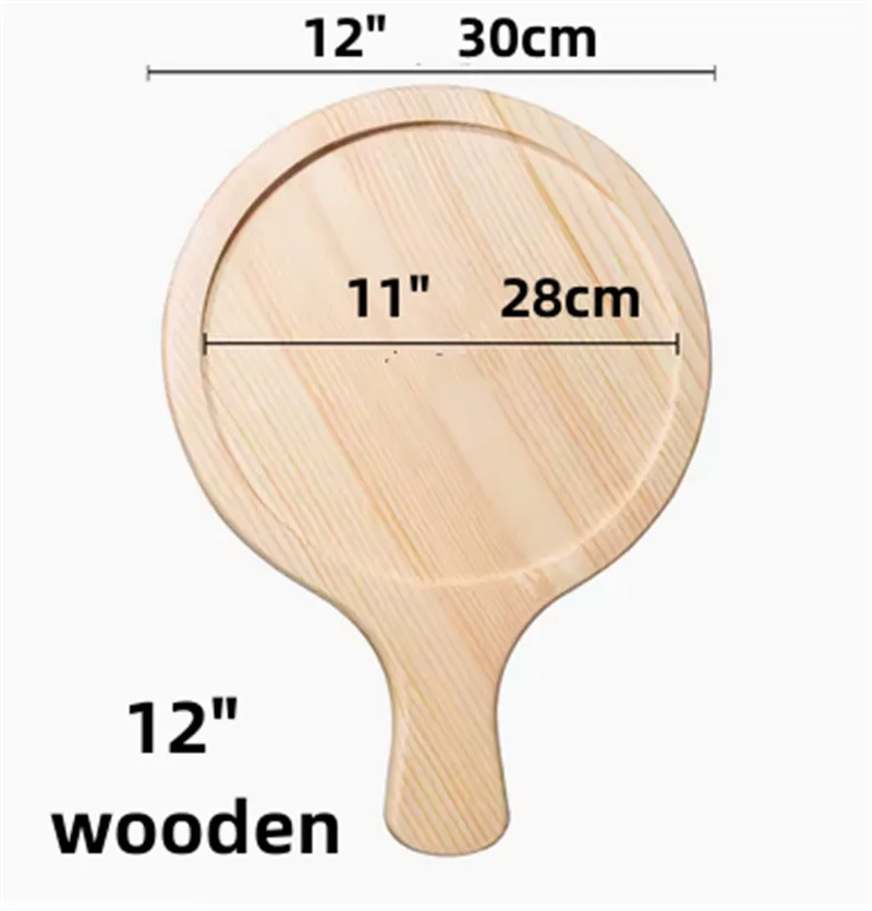 Wooden Pizza board Round with Hand Pan Baking Tray Stone Cutting Board Platter Pizza Bamboo Cake Bakeware Tools rejilla para: Orange