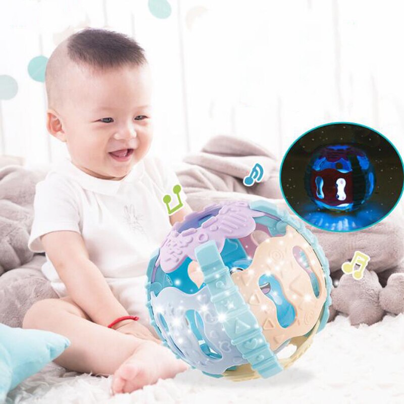 1pc Baby Educational Toys Soft Rubber Luminous Music Lighting Up Rattle Molar Teether for Newborns Children Stroller Mobile Crib