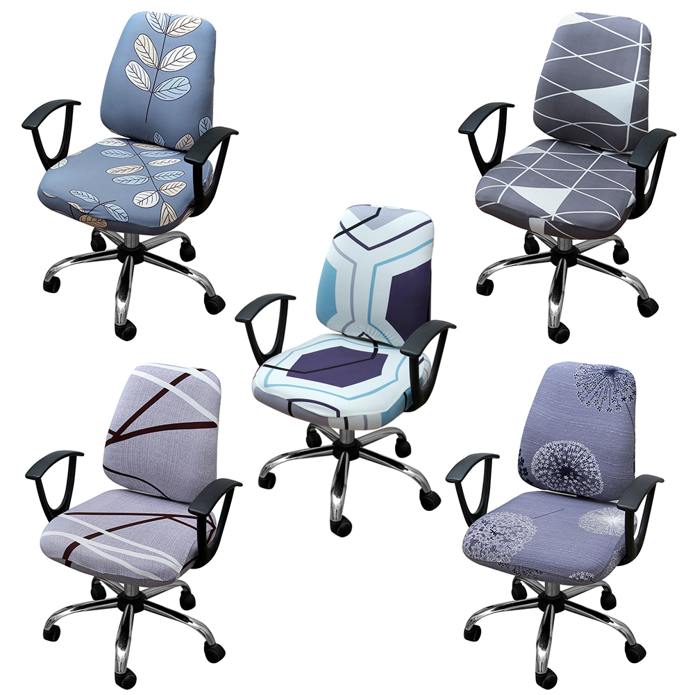 Housse de chaise d'ordinateur élastique extensible universelle couverture de chaise de bureau imprimée Spandex pour le dos et la Base de chaise de bureau d'étude à la maison