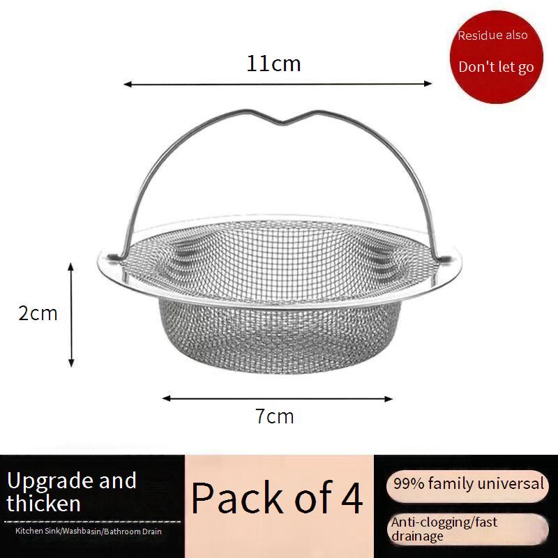 Stainless steel sink sink sewer strainer Kitchen strainer Dishpan Universal filter Dishpan fine hole: Nickel