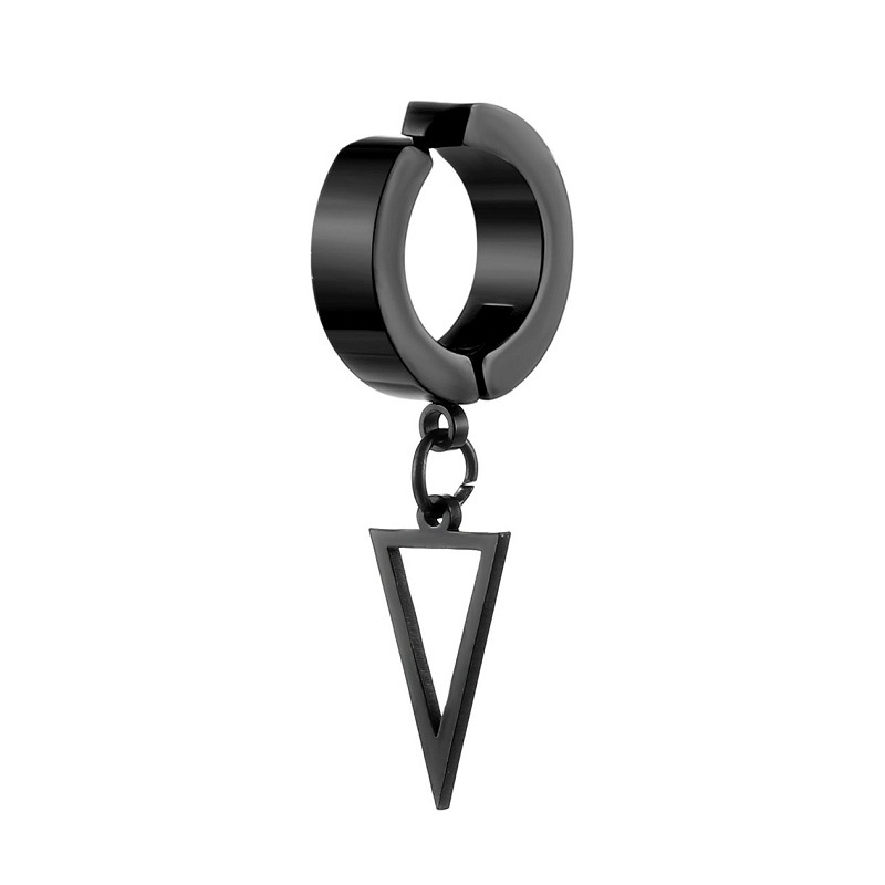 1 Uds. Pendientes Punk de acero inoxidable Unisex con Clip negro para hombre, pendientes colgantes con forma de estrella triangular geométrica, joyería gótica para mujer