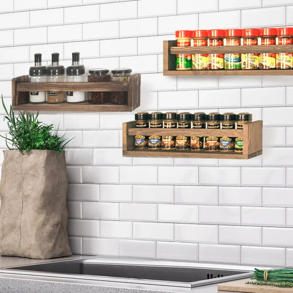 Keukenplank Houten aan de muur gemonteerde niet-poreuze keukenkruidenopbergrek Huishoudelijke multifunctionele boekenkast Displayrek