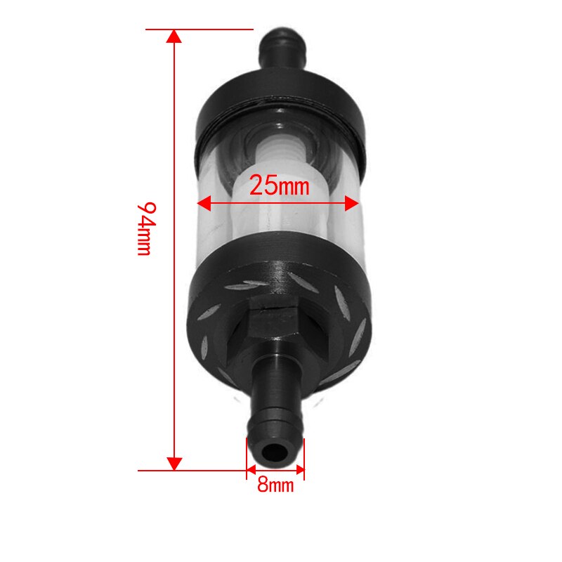 Motorcykel modificeret metaloliefilter benzinfilter filter aftageligt gas / brændstoffilter lille motorcykel tilbehør: Sort