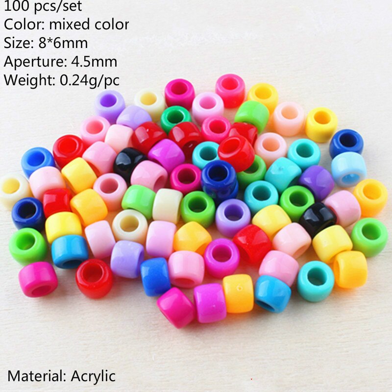 100pcs Hair Beads 5mm Big Hole Dreadlock Beads Acrylic Transparent Jumbo Braid Dreadlock Hair Braiding Accessories: 100pcs  mix