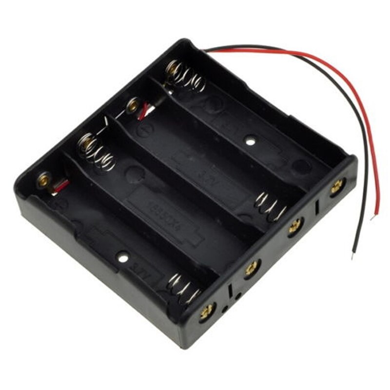 Batterij Storage Case Plastic 4X18650 Doos Houder Zwart Met 6 "Wire Leads