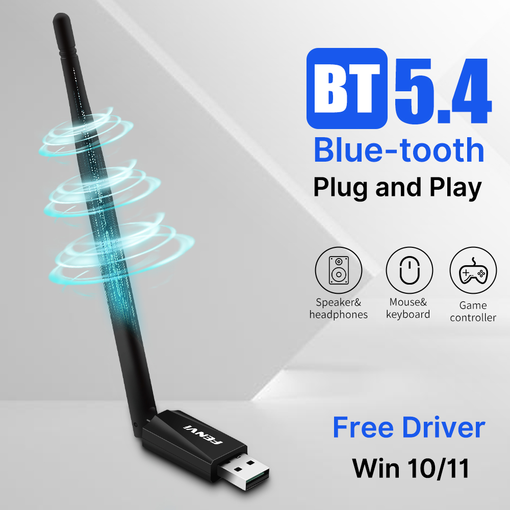 fenvi Bluetooth 5.4 USB Dongle BT5.3 Receiver Antenna Adapter PC Wireless Mouse Audio Transmitter Driver Free For Win 10/11: Default Title