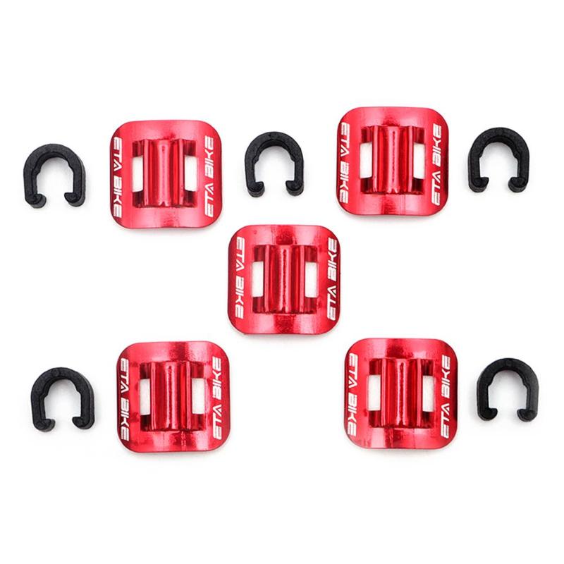 5 stk cykel cykel bremse kabel guide clips cykler gearskift line wire slange guider aluminium legering c spænder klemmer: Rød