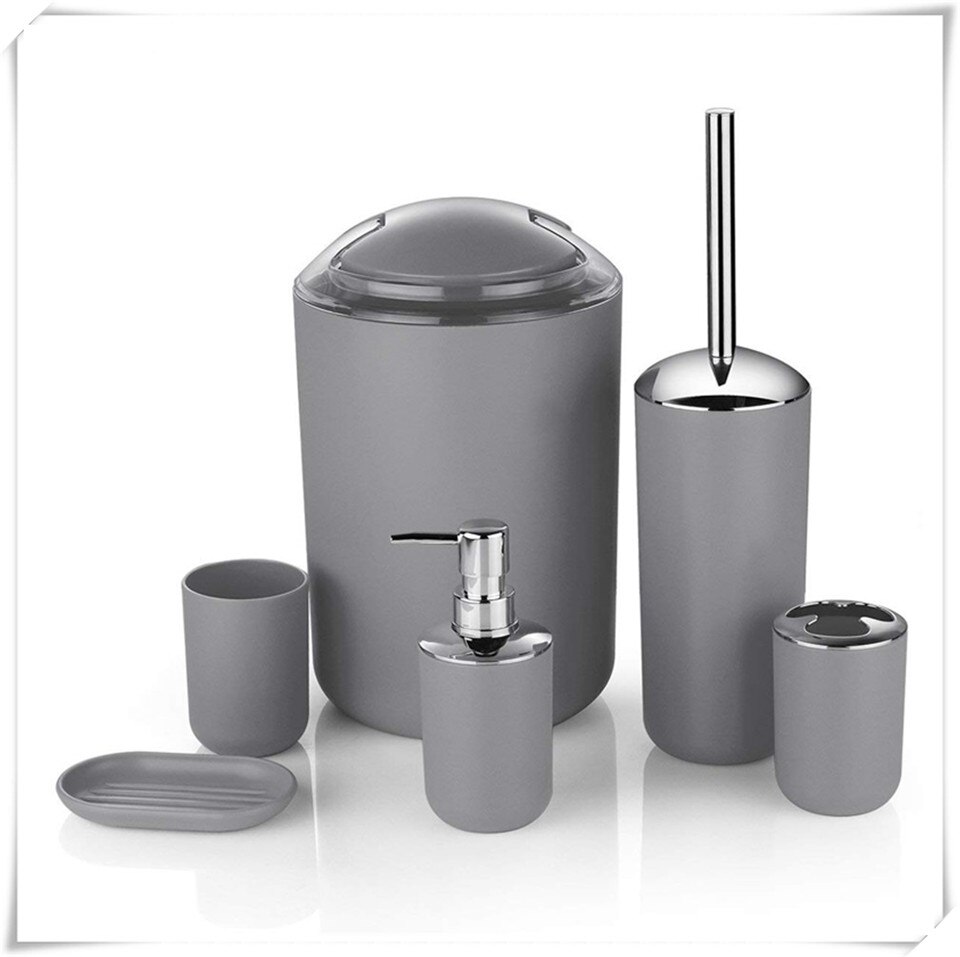 MSJO Bathroom Accessories Set 6PCS Decor Storage Black Soap Dispenser Toothbrush Toothbrush Holder Modern Home Decor Accessories: gray bathroom set