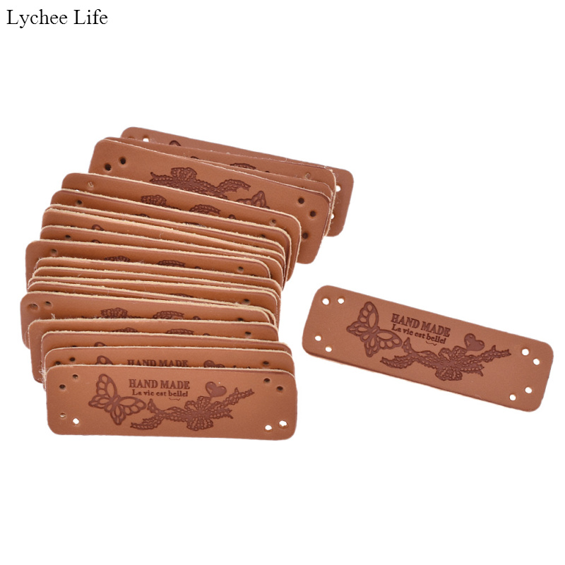 Lychee Life étiquettes de vêtement unisexe | Bricolage, artisanat du cuir, étiquettes à coudre gaufrées, 20 pièces/paquet: 18