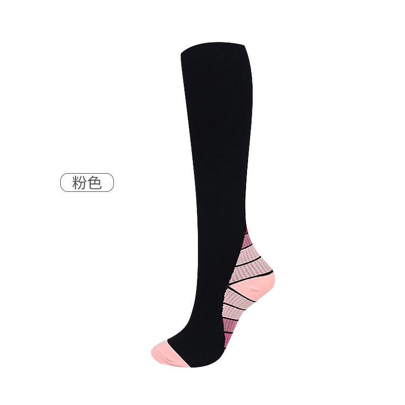 1Pair Outdoor Sports Compression Socks Nylon Latex Silk High Long Tube Compression Socks: Pink / L XL