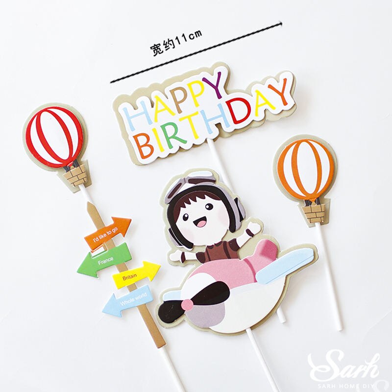Chasseur Pilot-décoration de gâteau | Décoration de gâteau d'anniversaire arc-en-ciel moulin à vent décoration de mariage pour pâtisserie, fournitures de pâtisserie, d'amour: Balloon pilot set B
