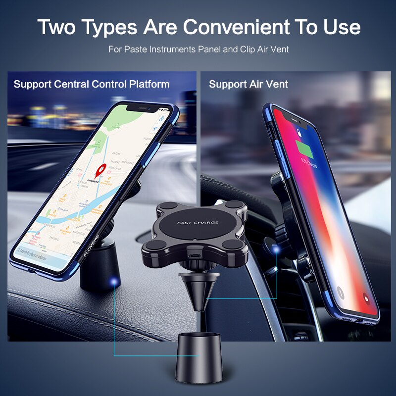 Qi Wireless Car Charger Magnetische Quick Telefoon Mount Ultra-Snelle Qi Opladen Pad Air Vent Mount Opladen Cradle Voor iphone Samsung