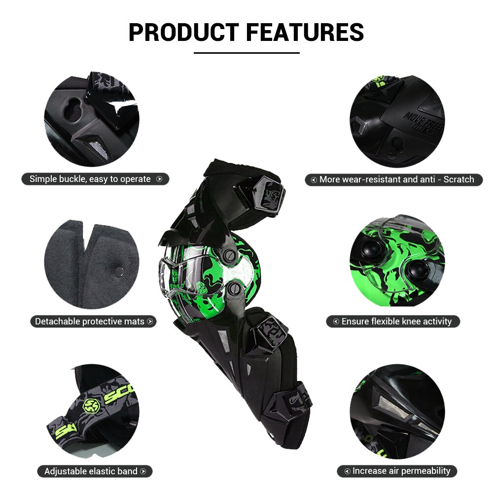 SCOYCO Motorcycle Knee Pads CE Motocross Knee Guards Motorcycle Protection Knee Protector Racing Guards Safety Gears Race Brace
