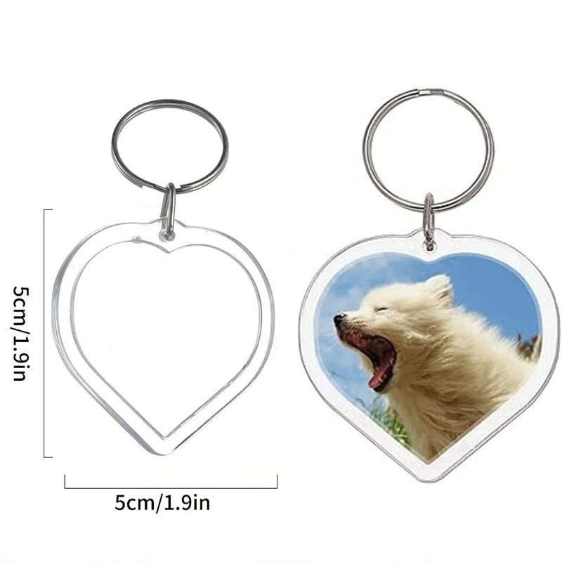 5/50 stuks transparante fotolijst sleutelhanger kwastjes snap-in aangepaste insert foto acryl blanco sleutelhanger duidelijke blanco foto hanger: Rood / GRIJS