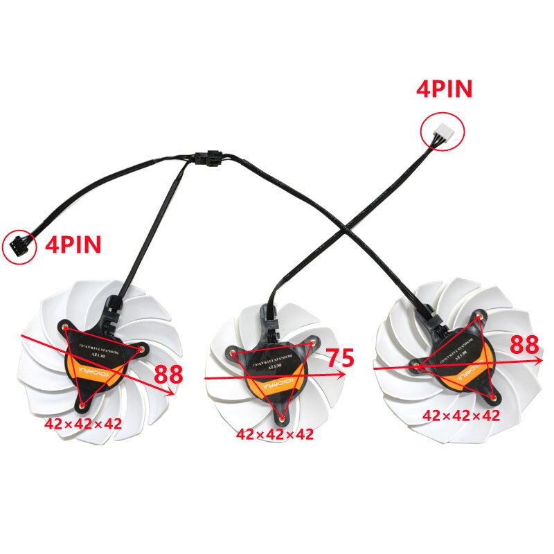 Original 3PCS GPU fan，For Colorful RTX 3080 3070 3060 Ti Igame Ultra Oc white RTX 3080 RTX 3070 Graphics card cooling fan