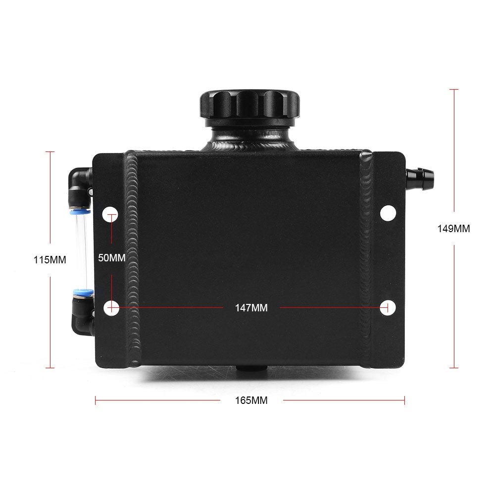 Universal 1L Alloy Aluminium Engine Oil Catch Can Breather Tank Radiator Overflow Tank