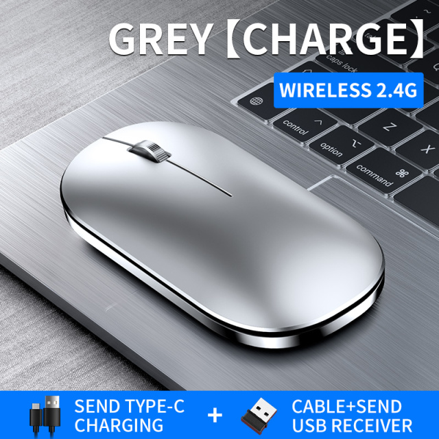 Wireless Bluetooth Mouse Rechargeable Silent Ergonomic PC Gaming Mouse For iPad Mac Tablet Macbook Air Laptop Business Office: 2.4G grey