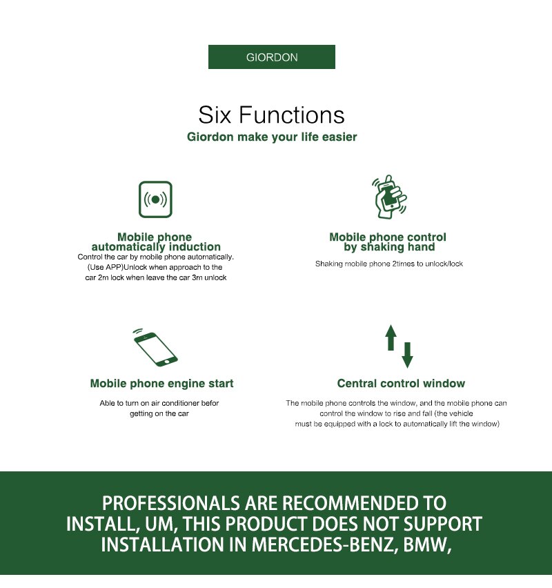 PKE Keyless Entry Car Security Alarm Car Central Locking Starline A93 Universal Automatically Automatic Trunk Opening Giordon