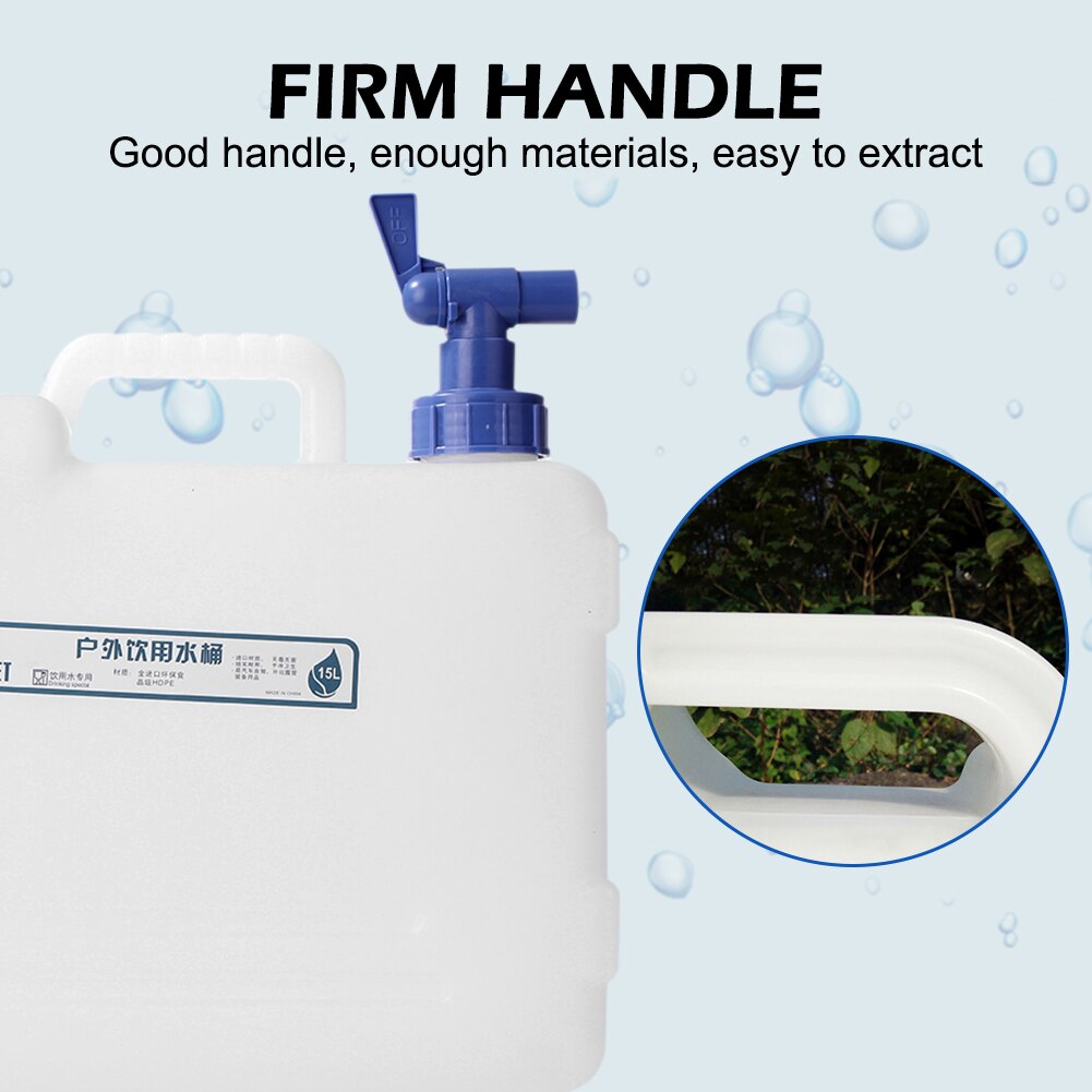 10l/15l Outdoor Portable Water Container 2 Handles for Camping Hiking Picnic Driving Water Tank with Facuet for Drinking Washing