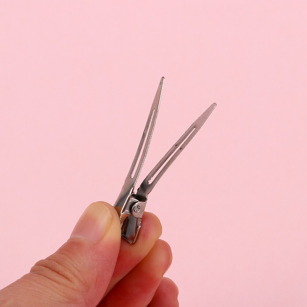 50 Pcs Metal Silver Flat Base Duck Mouth Ultra-thin Hair Clips Hairdressing Hair Styling Cutting Partition Auxiliary Hair Clip