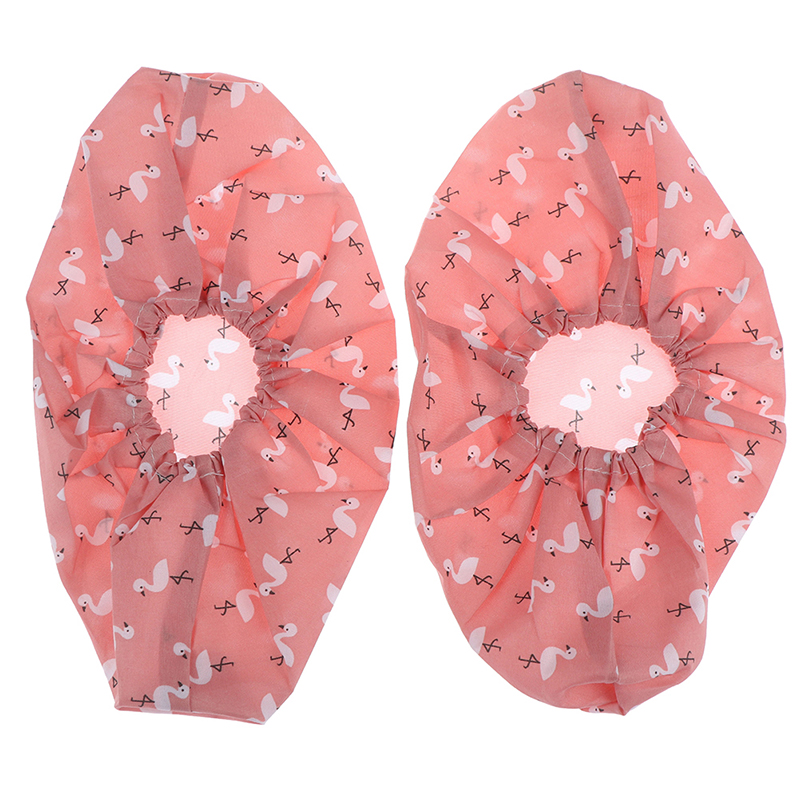 2PCS Thicken Reusable Elastic Shoe Covers Home Indoor Antiskid Overshoes Student Machine Room Bird Dust Proof Feet Covers: Pink
