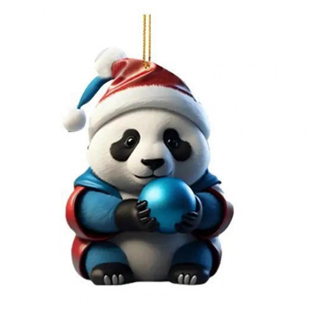 Julepanda tau dekorasjon tegneserie panda ornament festlig juletre hengende ornamenter sett tegneserie til til hjemmet: Gul