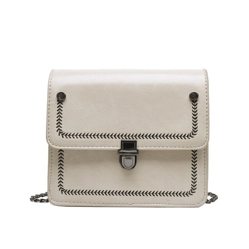 Mini klaff kvinner messenger bag vintage chian small shoulder cross body vesker håndveske damer bolso mujer: Beige