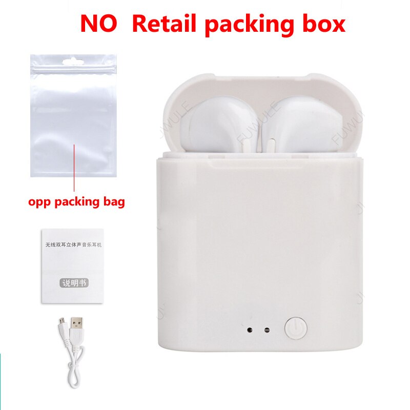 I7s Mini Portable Bluetooth Headphones Wireless Earphones With Charging Box bluetooth Earbuds upgrade Macaroon Candy colors: WHITE no box