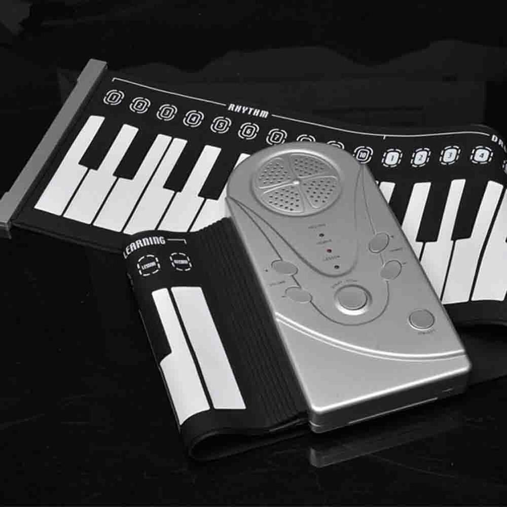 Przenośny 49 klawiszy cyfrowa klawiatura ręczna rolka pianino silikonowe elektryczne dla dzieci początkujący pianino elektroniczne: sliver