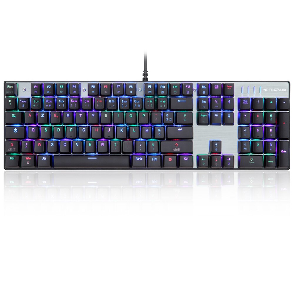 Original Motospeed CK104 Wire RGB Mechanical Gaming Keyboard Russian English Red Blue Switch Keyboard For Game Computer: French Blue Axis