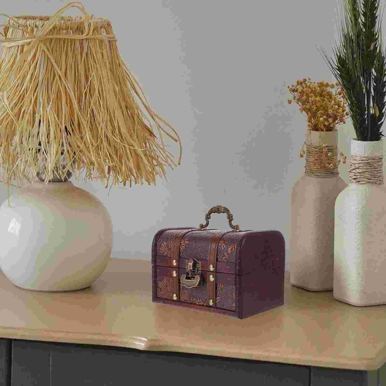 Pirate Treasure Chest Jewelry Jewelrybox Trinket Boxes Vintage Wood with Lock Bridegroom