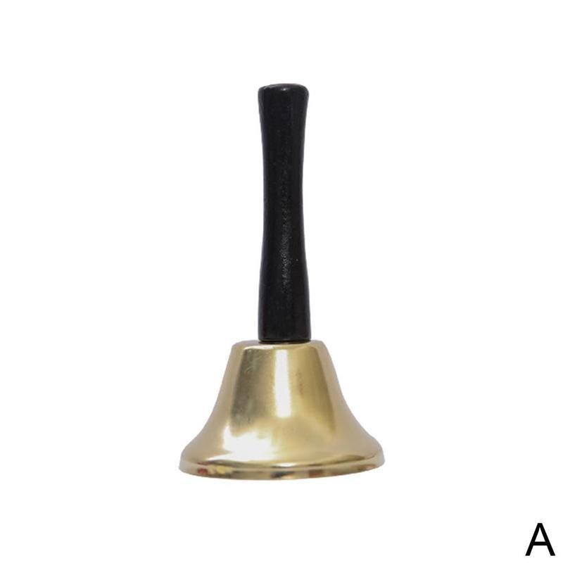 1Pcs Metalen Hand Bel Met Houten Handvat Kerstman Merry Jingle Party Decor Hand Rammelaar Bel Bells Kerst Metalen celebra H2N9: Gold