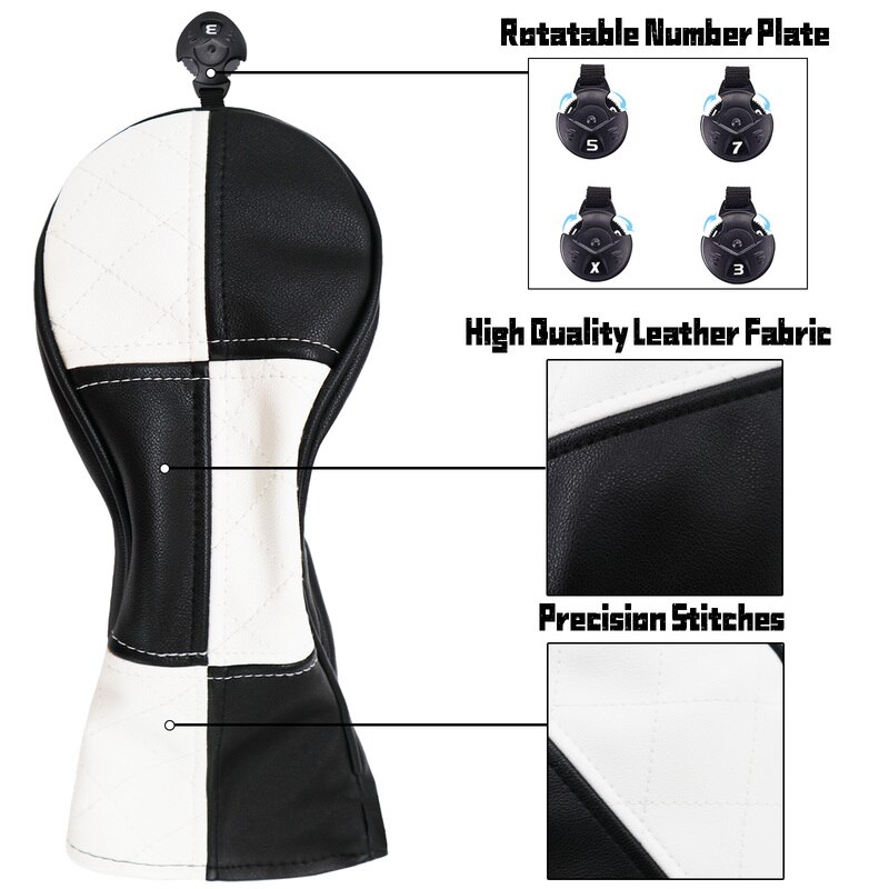 3 Pcs/Set Synthetic Leather Golf Club Head Covers Woods No.1 3 5 Driver Fairway Rescue Club Cover Shpping