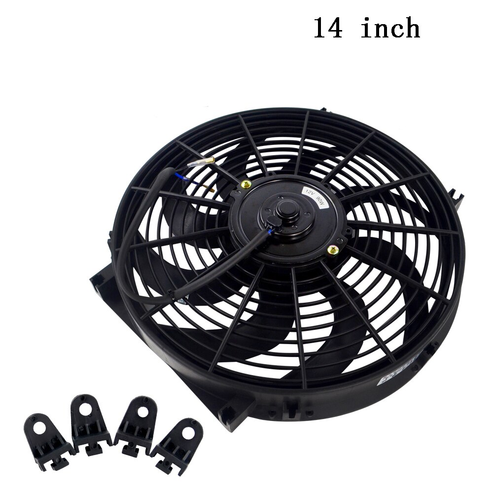 7 9 10 12 13 14 tums universal 12v 80w smal, reversibel svart blad elektrisk kylfläkt monteringssats för automatisk fläkt: 14 tum