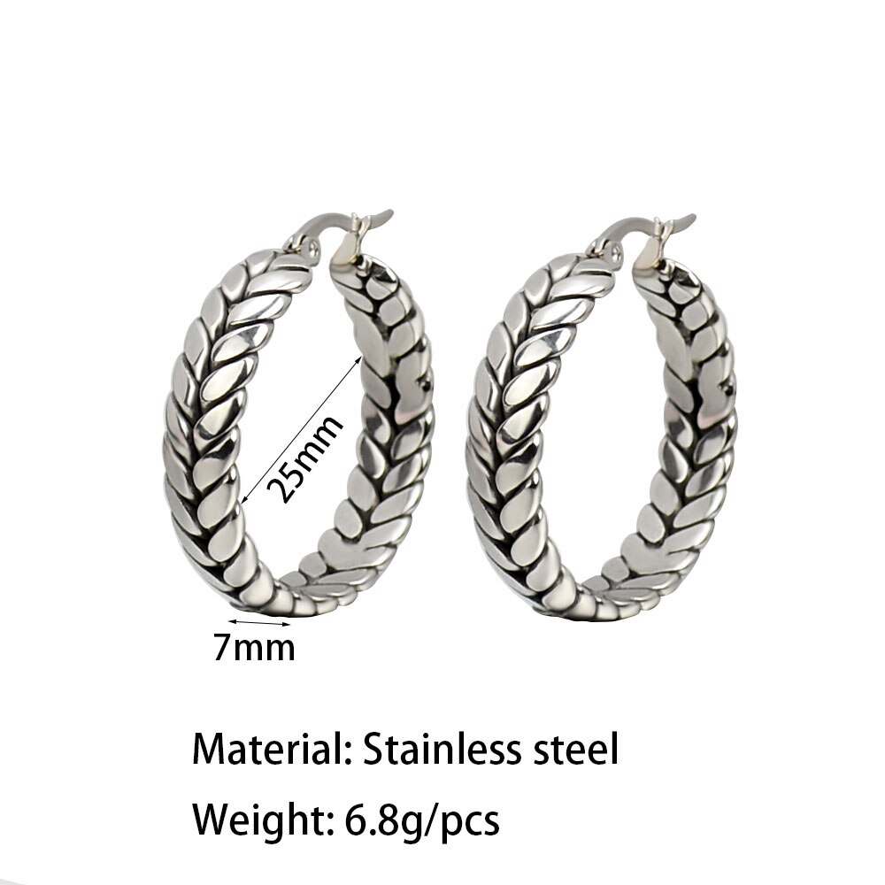Pendientes de aro geométricos de acero inoxidable para mujer, aretes circulares de Metal, joyería de: silver
